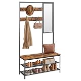 VASAGLE Kleiderständer, Garderobe, Garderobenständer mit Haken, Spiegel,...
