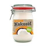 Bio4Fit Bio Kokosöl, nativ im Glas, 1kg Bio Kokosfett, Kokosnussöl, Premium,...