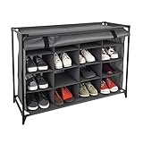 Relaxdays Camping Schuhregal, 16 Fächer, Stoffschuhschrank mit Vorhang, HxBxT:...