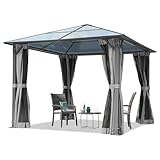 TOOLPORT Gartenpavillon 3x3 m Polycarbonat Dach ca. 6 mm - Hardtop Pavillon mit 4...