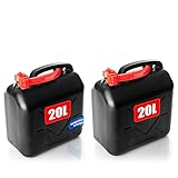 BigDean 2x Benzinkanister 20L mit flexiblem Ausgießer - Kraftstoffkanister für Benzin &...