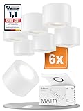 MATO 6x LED Aufbauspot Weiß - Extra Flach & Schwenkbar - Ø80x50mm - Aufputz...