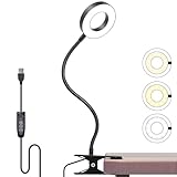 Foneso Klemme Lampe, 48 LEDs Dimmbare Leselampe Bett, 3 Modi und Stufe 10 Dimmen, 360°...
