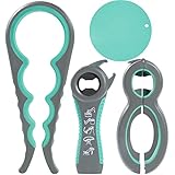 Glasöffner und Flaschenöffner mit Silikongriffpolster - 4Packs Gummi-Glasöffner für...