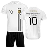DE FANSHOP Original Personalisiertes Fußball Triko Deutschland Fussball Trikot Hose EM...