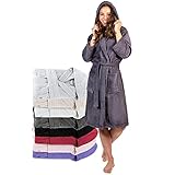 Twinzen Bademantel Damen - M - DarkGrau - 100% Baumwolle (350g/m²) OEKO-TEX®...