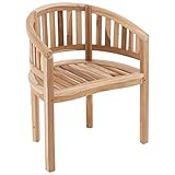 Nexos Trading DIVERO Bananenstuhl Gartenstuhl geschwungen Teak Holz bequemer...