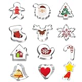 ZHOUHON PläTzchen Ausstecher Weihnachten Fondant Set,12 Stücke Ausstechformen...
