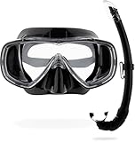 Cressi Onda Mare - Schnorchelset Onda Maske und Schnorchel Mexico, Schwarz/Schwarz,...