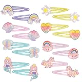16 Stück Haarspangen Mädchen Glitzer, Haarspangen Kinder Mehrfarbig, Unicorn...