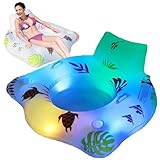 Samuliy Aufblasbare Pool Luftmatratze - 2 Getränkehalter Große Pool Liege | LED Tragbare...