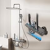 Julymoda Duschsystem Regendusche 4 Strahlarten Duscharmatur Komplettset Duschsäuleset mit...