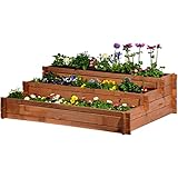 dobar® 58180FSC Hochbeet Peru Blumenbeet Dreistufig | Kräuterbeet Massivholz Stecksystem...