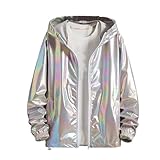 Glänzende Jacke Herren Glitter Metallischen Windbreaker 80er Jahre Reflektierender...