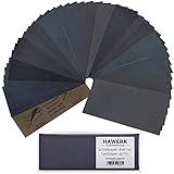 HAWERK Profi Schleifpapier Set | 80-3000 Körnung, 45 Stück | Nass und Trocken |...