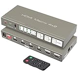 HDMI Matrix Switcher 4K @ 60Hz HDMI 2.0b Switch 4 in 2 Out Splitter with Optical and 3.5...