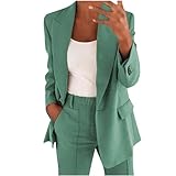 2024 Hosenanzüge für Damen Elegant Blazer Anzug Set Einfarbig Streetwear Zweiteilig...