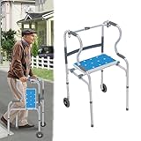 Aufun Gehhilfe für Senioren Leichter Aluminium Rollator, Höhenverstellbarer Gehwagen mit...