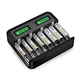EBL Akku Ladegerät inkl. 4*AA 2800mAh und 4*AAA 1100mAh Schnell Batterie ladegerät-für...