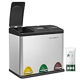 SONGMICS Mülleimer Küche, 3 x 8 L, kleine Kapazität, Mülltrennsystem 3 Fächer,...