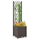 COSTWAY Blumenkasten mit Rankgitter, Pflanzkasten für Kletterpflanzen, Hochbeet mit...