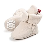 TMEOG Unisex-Baby Neugeborenes Fleece Booties Bio Baumwoll-Futter und rutschfeste Greifer...