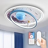 RRBEST LED Kinder Deckenlampe, Mond Oberfläche Astronaut Design Deckenleuchte, Dimmbar...