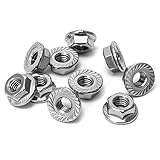 QWORK M6 Flanschmuttern mit Sperrverzahnung, 304 Edelstahl, 50 Stück