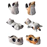LEEQ Keramik Katze Stäbchenhalter - 6 pcs Essstäbchen Halter Keramik Katze, Stäbchen...