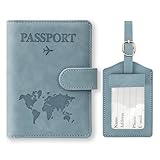 Reisepasshülle und Kofferanhänger Set, Kunstleder Passport Cover mit Koffer Anhänger,...
