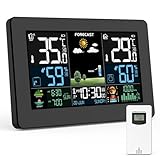 Wetterstation Funk mit Außensensor, Farbdisplay, Wettervorhersage, Temperatur,...