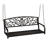 Relaxdays Hängebank, 2-Sitzer, Metall, HBT: 190x133x55 cm, Schaukelbank...