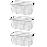 astor24 PREMIUM 3er XXL Set Aufbewahrungsbox Spielzeug Organizer mit Deckel stapelbar....