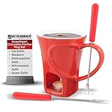 Swissmar F12066 Sweetheart Schokoladen Fondue Becher Set 4-teiliges, Gusseisen/Edelstahl,...