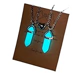 MIVY Bergkristall Kette,2 Stücke Blau Leuchtende Naturstein Hexagon Kristall...