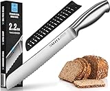 Walfos Brotmesser, Edelstahl-Brotmesser mit Wellenschliff, Ultrascharf, Einteiliges...