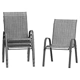 Amopatio 4er Set Gartenstühle Stapelbar, Breiter 55cm Hochlehner Stapelstühle aus...