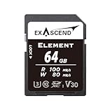 Exascend Element 64GB SDXC UHS-I V30 Speicherkarte 4K UHD bis zu 100 MB/s, UHS-I, Klasse...