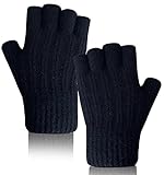 QICEDER Winter Halb Finger Handschuhe Gestrickte Fingerlose Handschuhe Warme Dehnbare...