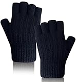 QICEDER Winter Halb Finger Handschuhe Gestrickte Fingerlose Handschuhe Warme Dehnbare...