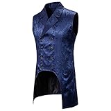 LUNULE Herren Gothic Weste Steampunk Zweireiher Anzug Weste Viktorianische Waistcoat Weste...