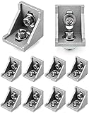QWORK 10stk Befestigungsmaterial Winkel Befestigung , Aluprofil 40x40 Nut 8 Aluminium...