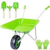 YORFULL Schubkarrenset für Kinder, Kinder Gartengeräte mit Metall Schubkarre, Schaufel,...