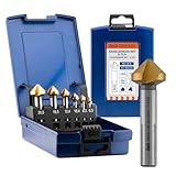 a+s Kegelsenker Set HSS-G mit TiN-Beschichtung – 6-tlg. Senker Set 90° DIN...