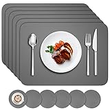 BANNIO 6er Set Tischsets Abwaschbar,Abwischbar Lederoptik Platzset und...