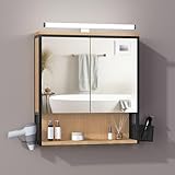 EUGAD Spiegelschrank Bad mit Beleuchtung, Badezimmerschrank mit Spiegel, Badschrank...