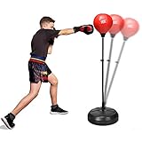 GYMAX Punchingball Boxen Set 120-154 cm höhenverstellbar, Box Set mit Boxhandschuhen &...
