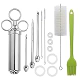 Marinierspritze Edelstahl, Bratenspritze 60 ML Fleischspritze Edelstahl Inkl. 60ml...