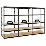 PROREGAL Mega Deal 3X Schwerlastregal Tiger Schwarz 180x90x60 cm mit Fachlast...