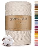 goldmariechen Premium Makramee Garn (Naturell) | 3mm x 200m | 100% Baumwolle |...